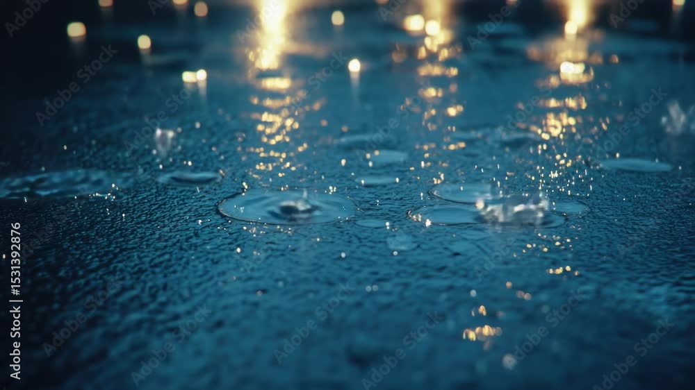 Poster a close-up view of individual water droplets on a wet surface