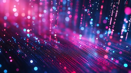 A futuristic holographic logo surrounded by swirling light patterns, glowing softly in a dark digital space 