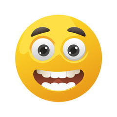 Fototapeta premium Emoji Face With two front teeth. Emotion 3d cartoon icon. Yellow round emoticon. Vector illustration 