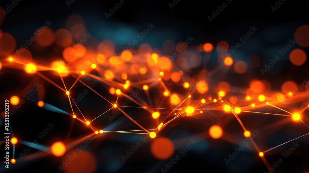 Aufkleber abstract design of glowing interconnected points and lines.