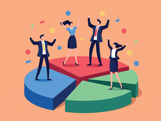 Celebrating Business Success Teamwork, Growth, and Achievement Vector Illustration