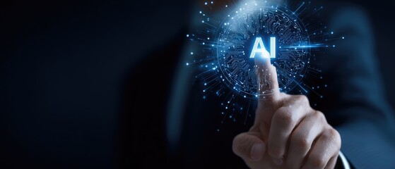 Hand touching a digital AI sphere