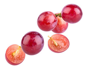 Fallende,  Weintrauben, traube, isoliert auf weißen Hintergrund red grape isolated on white background