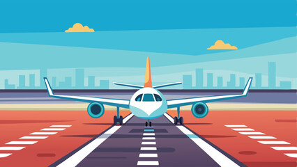 Airport Runway with Taxiing Plane