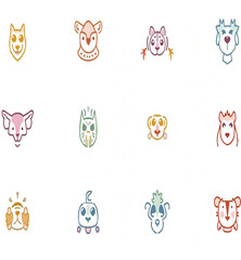 Fototapeta premium Animals logos collection. Animal logo set. Isolated on White background.