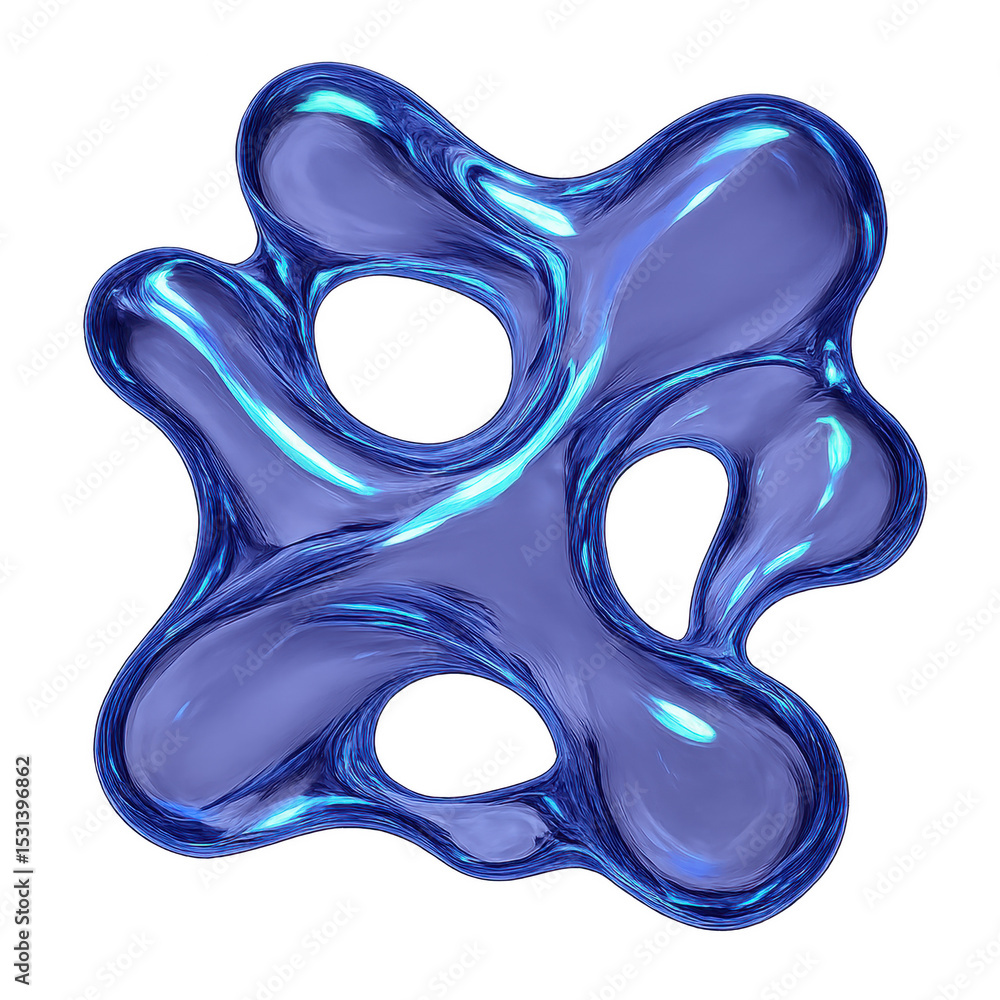 Poster abstract glossy shape: captivating abstract form features an organic blob-like shape with a reflecti