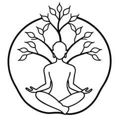 Person meditating with tree of life growing from their head