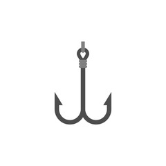 Double fishing hook. Vector icon and illustration on a white background.