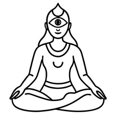 Serene Woman in Lotus Position with Third Eye Open