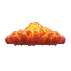 Obraz premium Fiery explosion cloud with intense orange and yellow hues, resembling dramatic blast or fireball. cloud is isolated on transparent background, showcasing its dynamic and powerful appearance