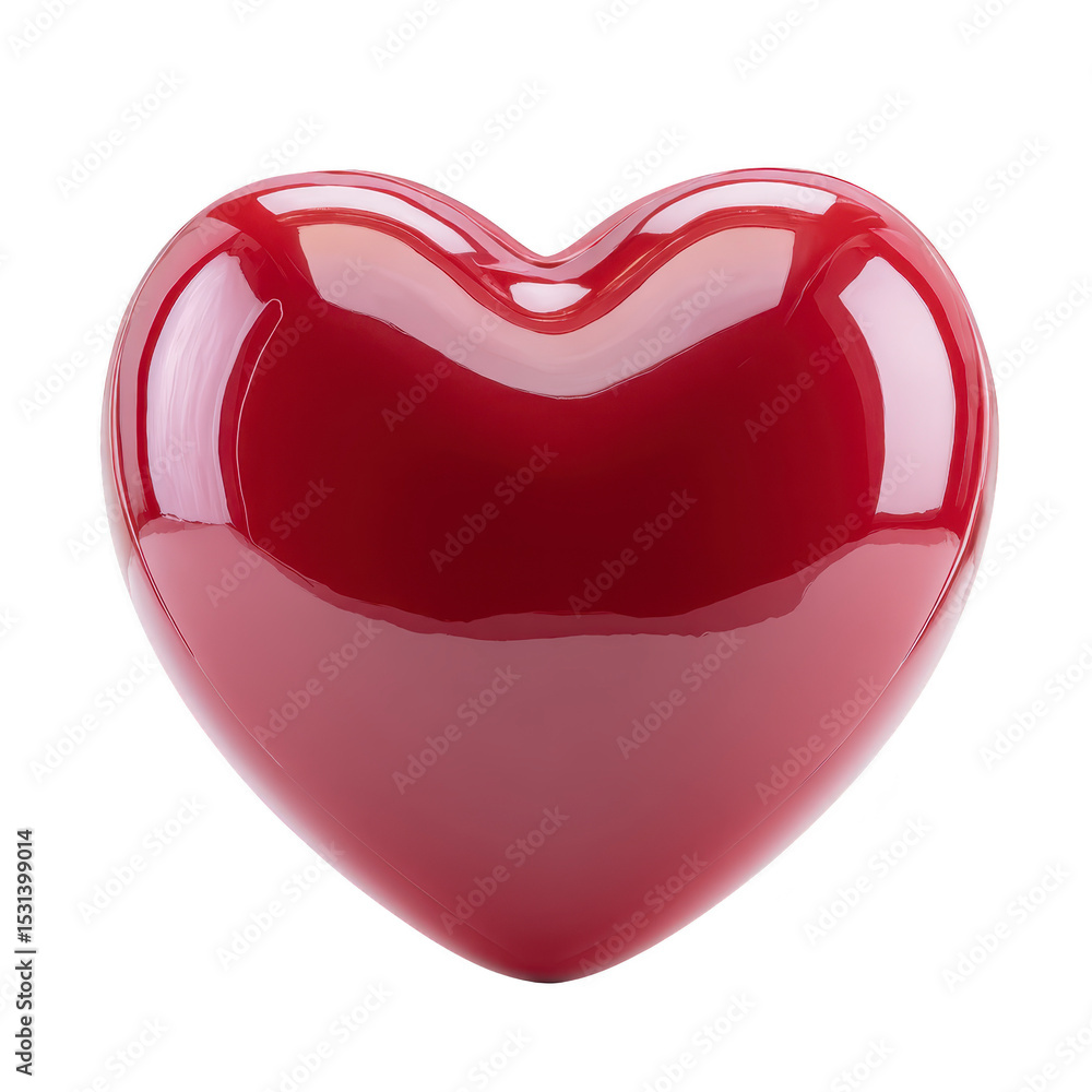 Poster shiny red heart shaped object with glossy finish, symbolizing love and affection. smooth surface ref