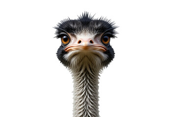 Feathered Ostrich Head Isolated on Background.