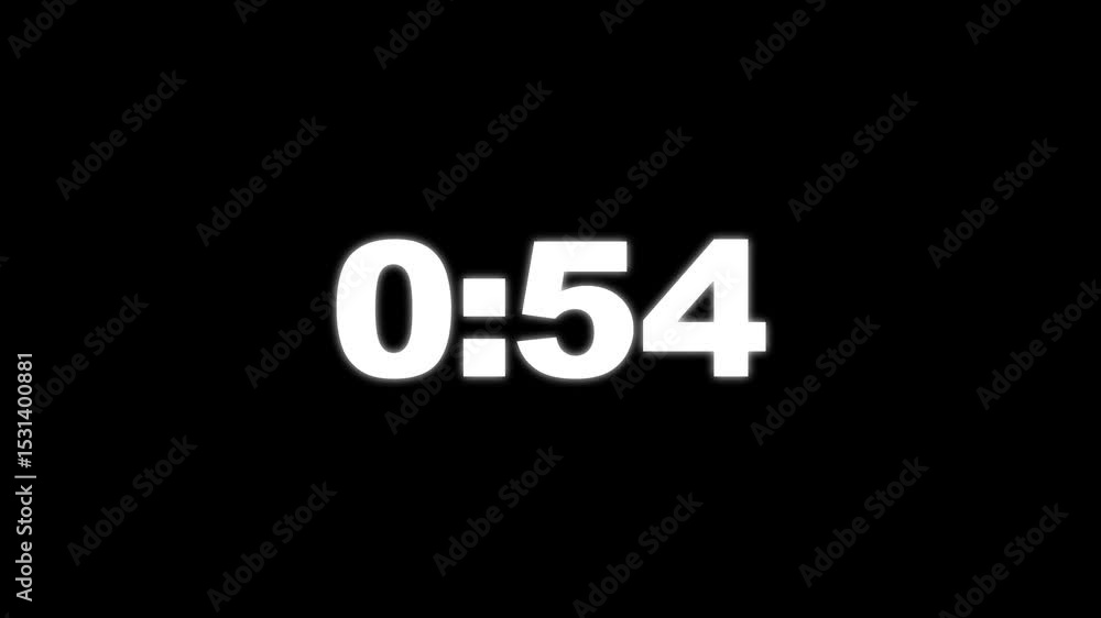 Poster countdown one minute animation from 60 to 0 seconds, 60 second countdown animation background, 1 min