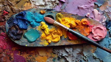 watercolor paints and brushes