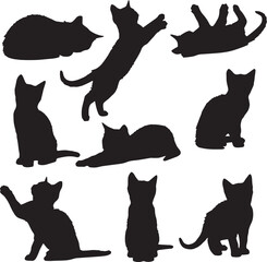 Kitten silhouette vector collection 