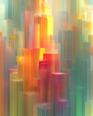 Abstract city of translucent blocks