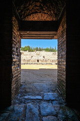 View of Itálica amphitheater arena from the galleries