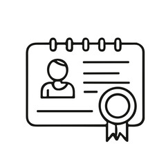 Identification card with photo and ribbon on a white background  
