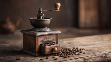 coffee grinder and coffee beans