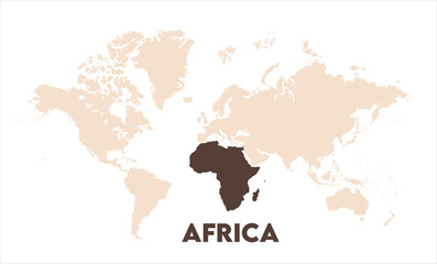 Naklejka premium Africa continent map-02, Map of Africa, highlighted on the world map, Africa on the world map, Satellite view, Africa's location on the globe.