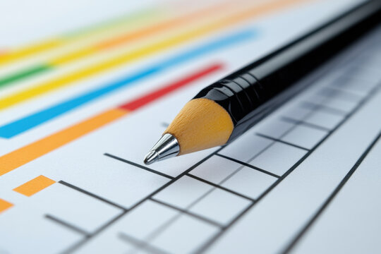 Pencil drawing bar chart on paper.