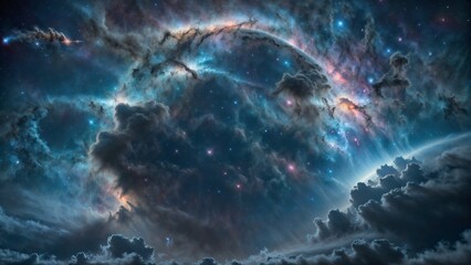 Obraz premium Colorful deep space nebula with stars and galactic clouds