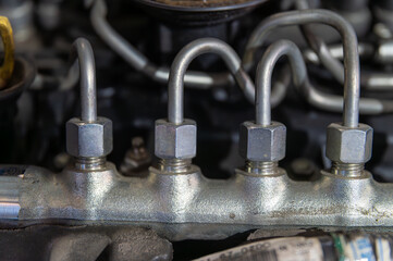 close up of an old car engine