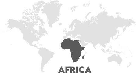 Obraz premium Africa map highlighted on the world map, Africa map, modern world map, Illustration, eps 10, worldwide, all continents, all countries, worldwide project