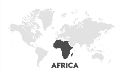Africa map highlighted on the world map, Africa map, modern world map, Illustration, eps 10, worldwide, all continents, all countries, worldwide project
