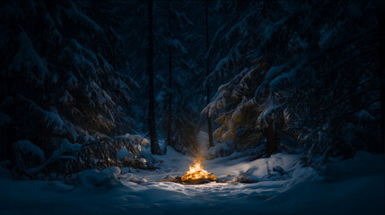 burning candles in the forest