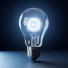 light bulb on black background ai technology 