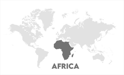 Africa map highlighted on the world map, Africa map, modern world map, Illustration, eps 10, worldwide, all continents, all countries, worldwide project