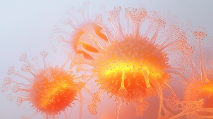 Microscopic View: Hyperrealistic 3D Model of Human Metapneumovirus (HMPV) Virus. A detailed, scientifically accurate representation perfect for       