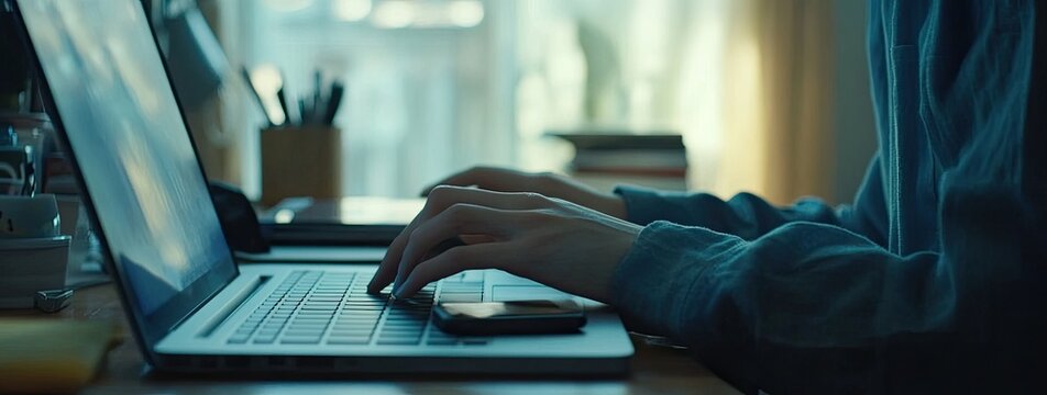 Person typing on a laptop computer