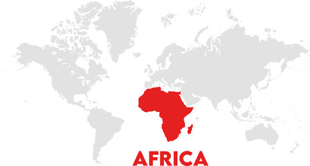 Obraz premium Africa map highlighted on the world map, Africa map, modern world map, Illustration, eps 10, worldwide, all continents, all countries, worldwide project