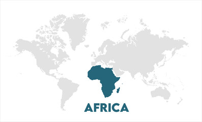 Africa map highlighted on the world map, Africa map, modern world map, Illustration, eps 10, worldwide, all continents, all countries, worldwide project