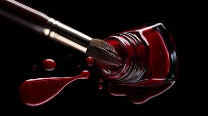 red paint and brush