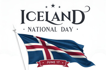 "Iceland National Day Celebration with Flag and Elegant Typography on June 17"