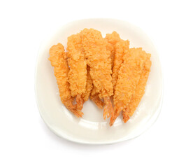 Stack butterfly shrimps on white background 