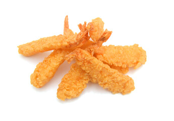 Stack butterfly shrimps on white background 