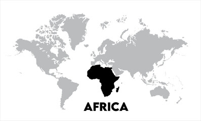 Africa map highlighted on the world map, Africa map, modern world map, Illustration, eps 10, worldwide, all continents, all countries, worldwide project