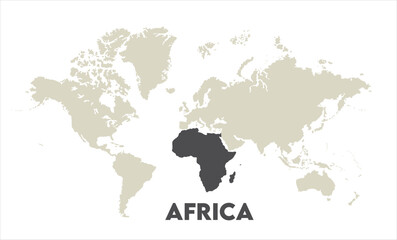 Naklejka premium Africa map highlighted on the world map, Africa map, modern world map, Illustration, eps 10, worldwide, all continents, all countries, worldwide project