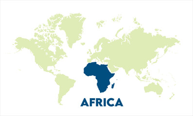 Naklejka premium Africa map highlighted on the world map, Africa map, modern world map, Illustration, eps 10, worldwide, all continents, all countries, worldwide project