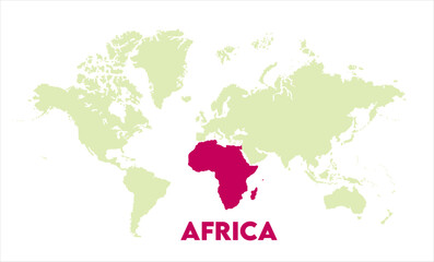 Obraz premium Africa map highlighted on the world map, Africa map, modern world map, Illustration, eps 10, worldwide, all continents, all countries, worldwide project