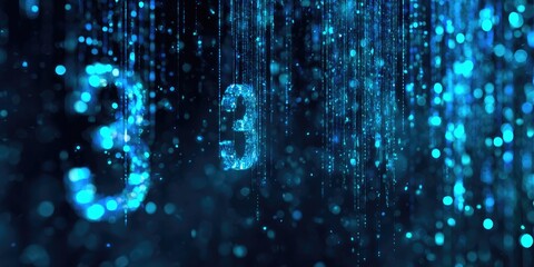 Abstract digital display with glowing numbers