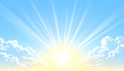 Fototapeta premium Soft Morning Sun Illustration with Rays
