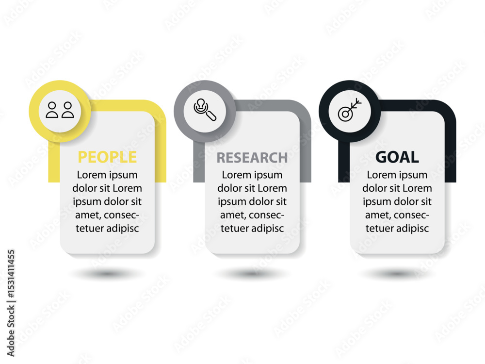 Poster business data visualization. 3 steps infographic icons designed for abstract background template mil