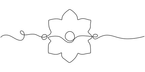 Raksha Bandhan celebration continuous one line drawing. Sister tying rakhi on brother’s hand, Raksha Bandhan celebration continuous one line drawing. 