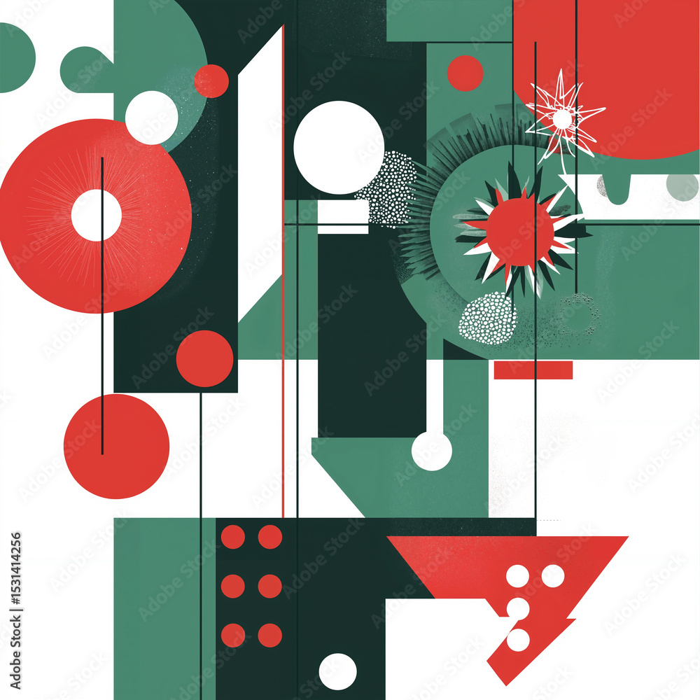 Aufkleber abstract geometric pattern with red and green elements in design