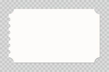 Vector empty ticket template. Isolated modern coupon mockup for travelling, movie, theater, airplane. Blank white tickets, icon. Concert, festival, event admit layouts.